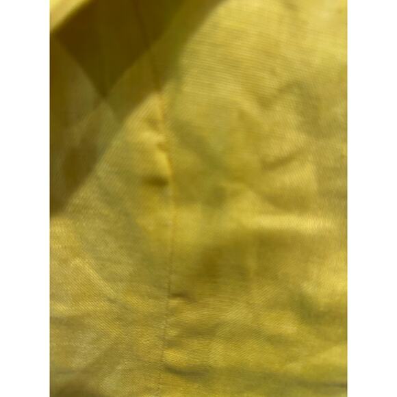 Vintage Bright Yellow 100% Linen Asymmetrical Button Blazer Peter Pan Collar - Picture 6 of 9